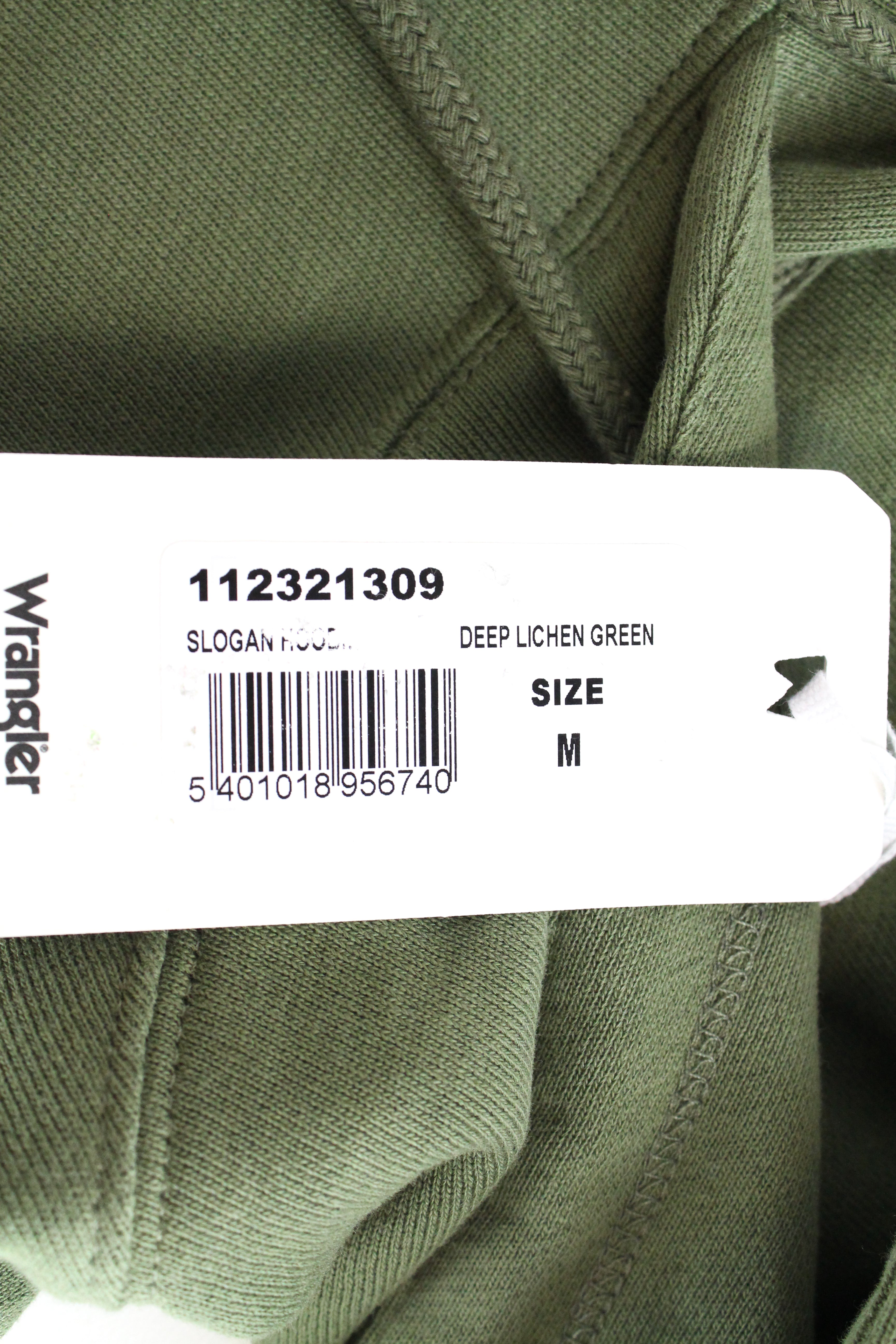 WRANGLER Men's M Green Hooded Slogan Fleece Sweatshirt