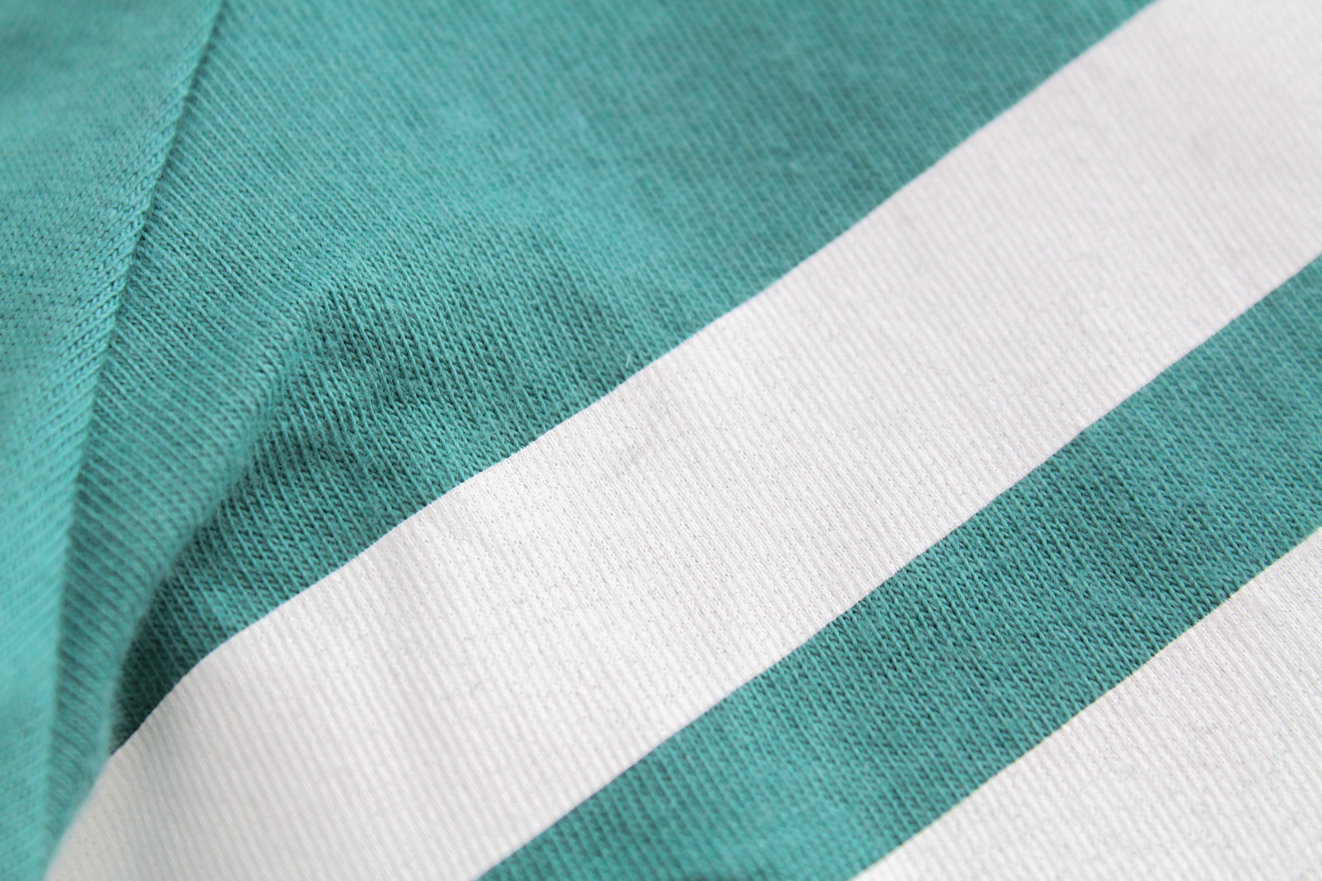 LEE Men's M Green College Sporty T-Shirt Striped Relaxed Fit Cotton Jersey