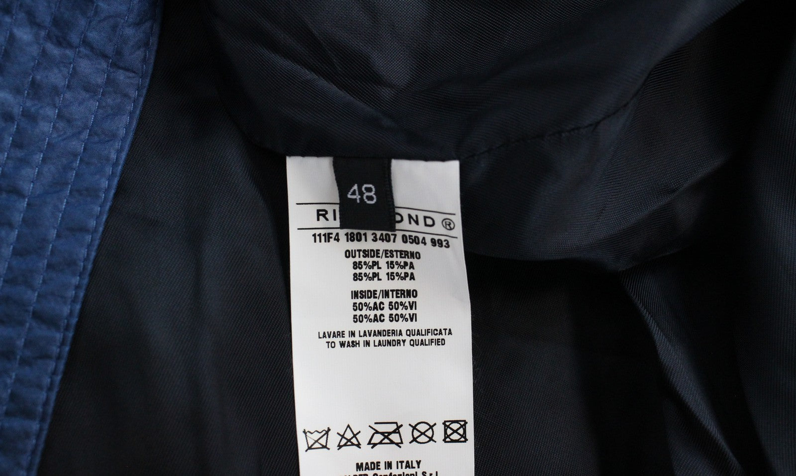 RICHMOND Men's IT48 Softshell Rain Jacket Mid-Blue Hooded Lightweight