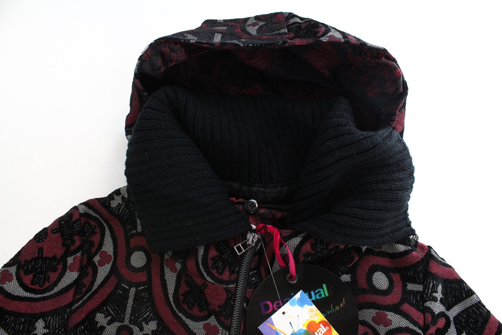 DESIGUAL Sagitario Women's EU38 Red Melange Coat Jacquard Designer Style