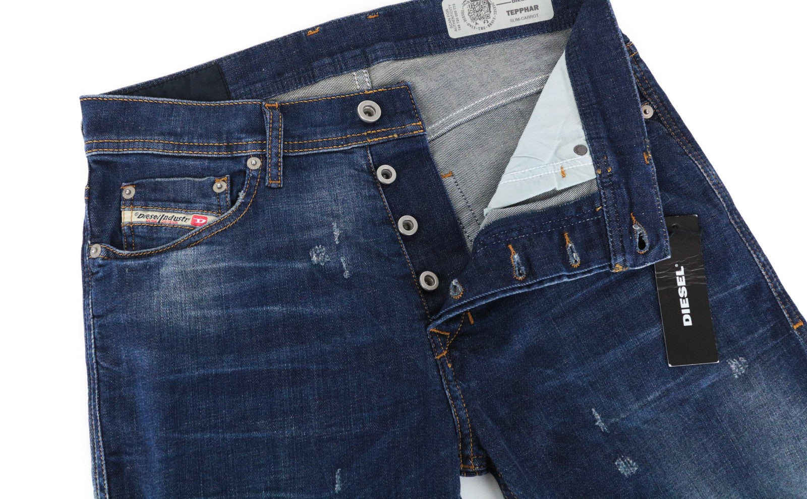 DIESEL Tepphar 084TX Men W28/L32 Slim Carrot Fit Blue Stretch Cotton Jeans