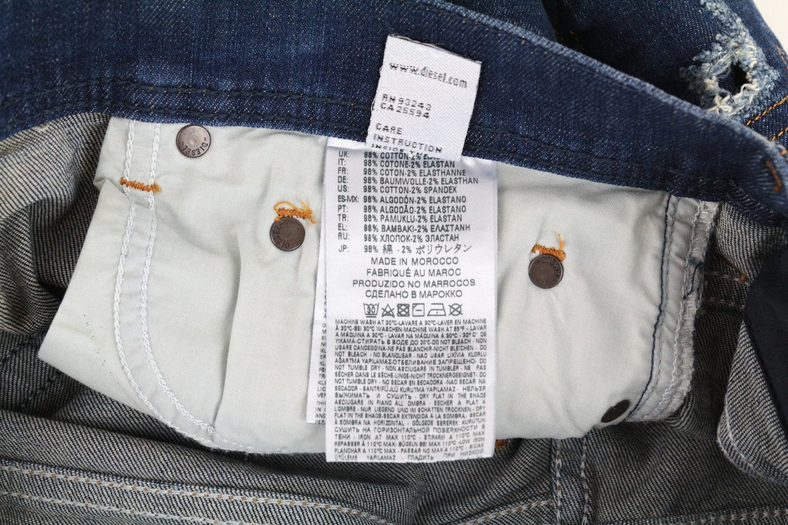 DIESEL Tepphar 084TX Men W28/L32 Slim Carrot Fit Blue Stretch Cotton Jeans