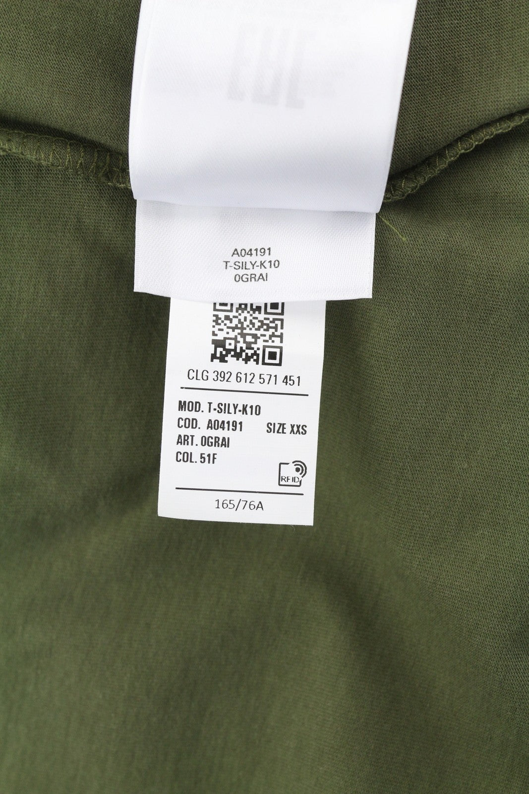 DIESEL T-Sily-K10 Women T-Shirt 2XS Green Tricot Stretch Cotton Short Sleeve