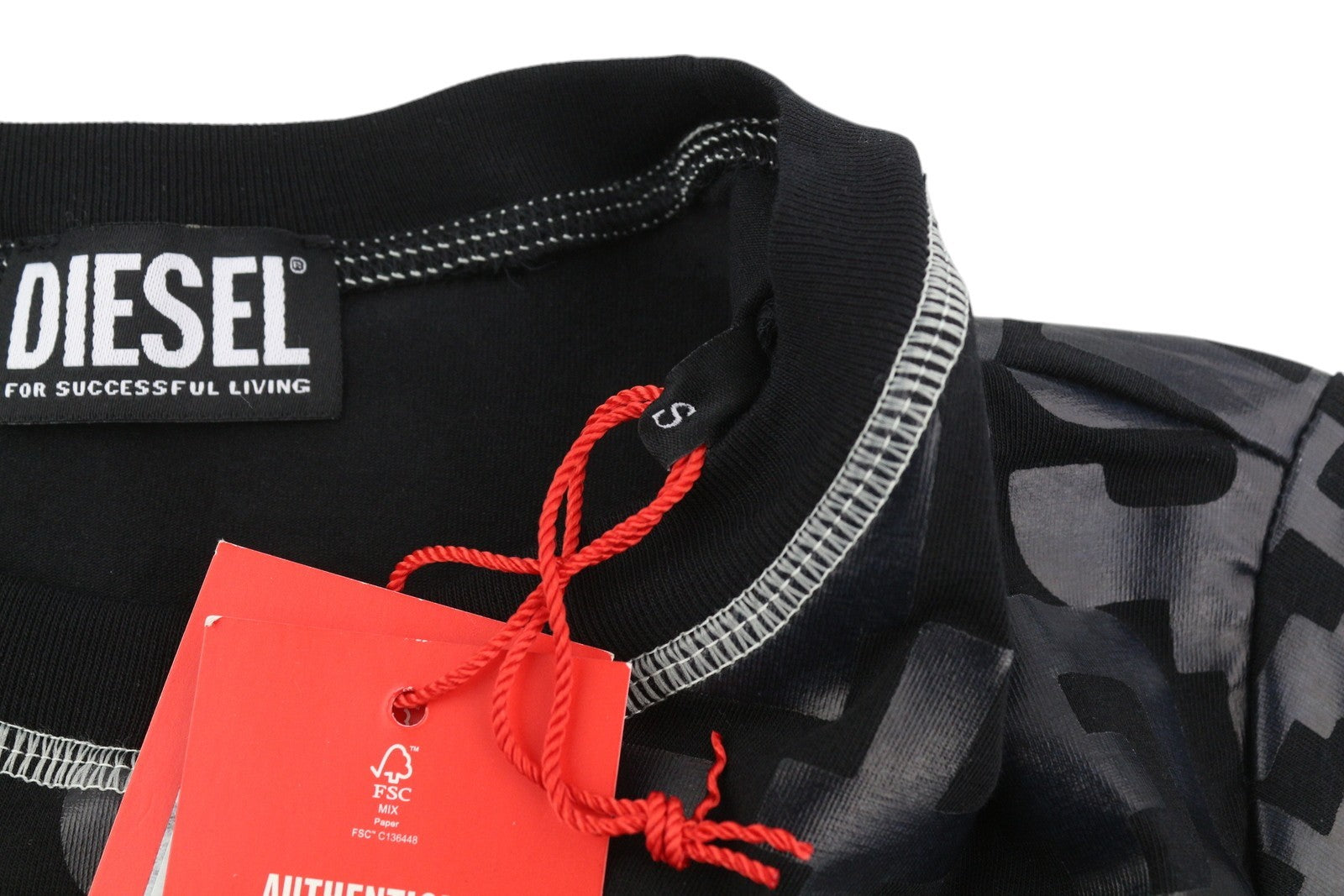 DIESEL T-Reg-Mon Women T-Shirt S Black Stretch Logo Print Crew Neck RRP€125