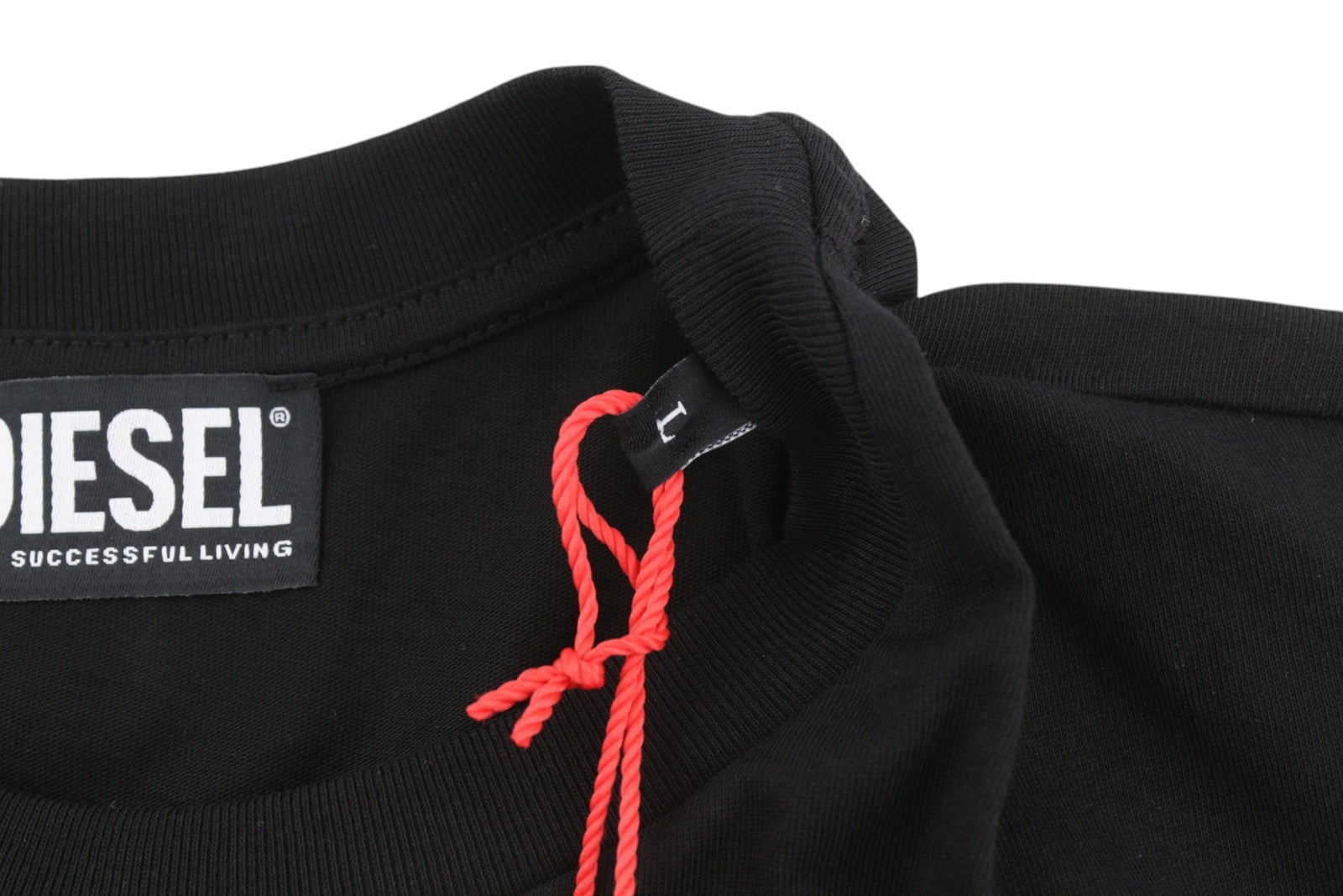 DIESEL T-Sily-New-Ita Women T-Shirt L Black Tricot Cotton Crew Neck Short Sleeve