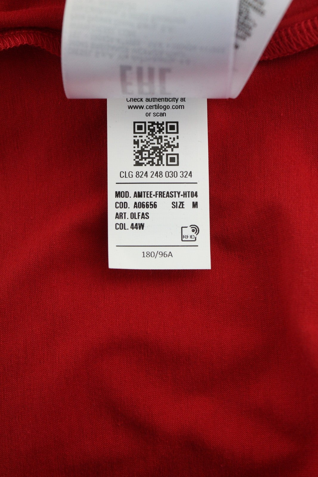 DIESEL Amtee-Freasty-HT04 Men T-Shirt M Red Tricot Logo Crew Neck Short Sleeve