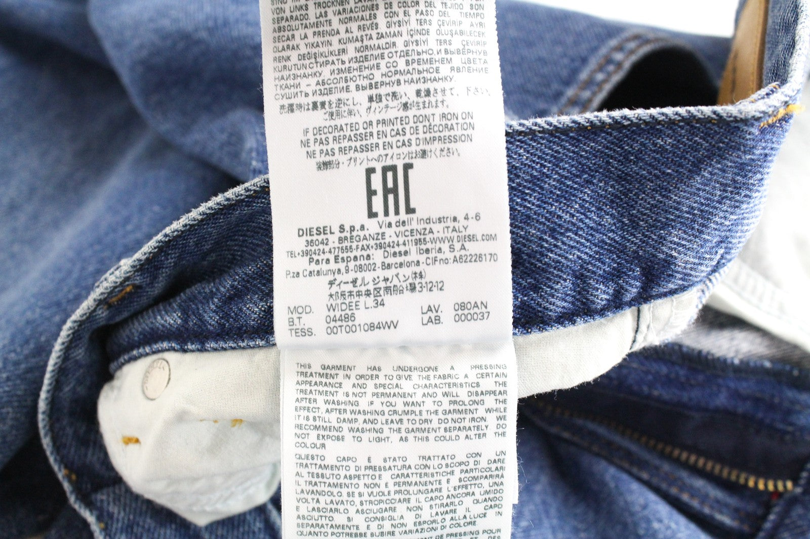 DIESEL Widee 080AN Women's Jeans W25/L34 Straight Blue Cotton Wash High Waist