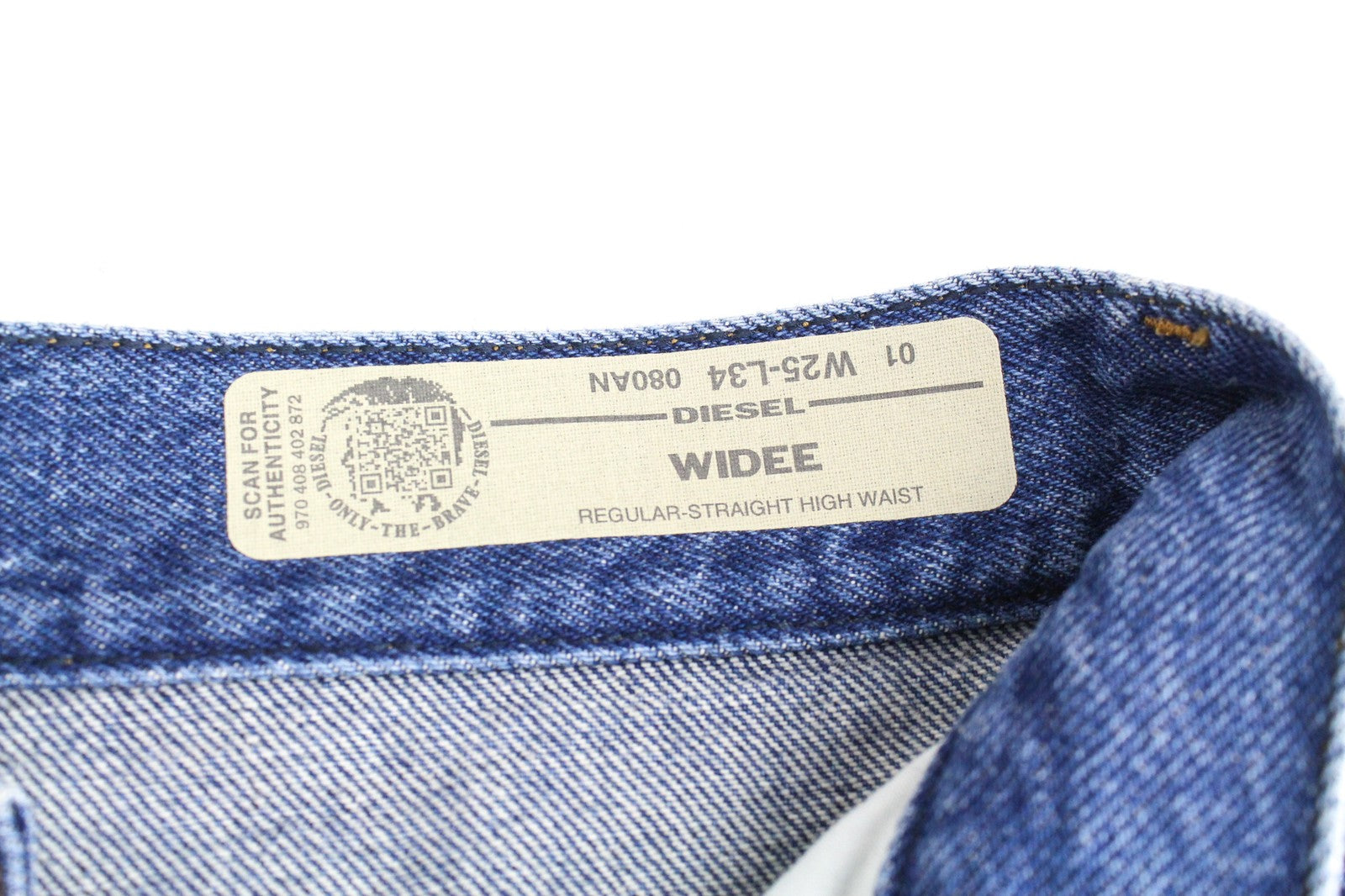 DIESEL Widee 080AN Women's Jeans W25/L34 Straight Blue Cotton Wash High Waist