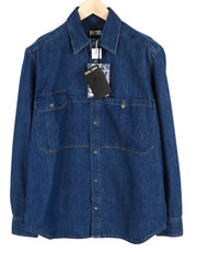 DIESEL D-Milly-Sp Mens Shirt M RRP€195  Snap Buttons Spread Neck  Blue