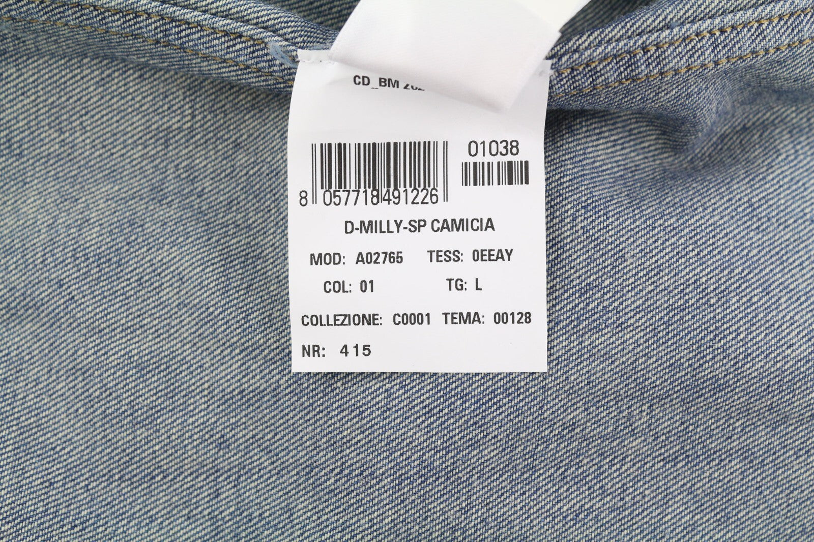 DIESEL D-Milly-Sp Mens Shirt L RRP€195  Snap Buttons Spread Neck  Blue