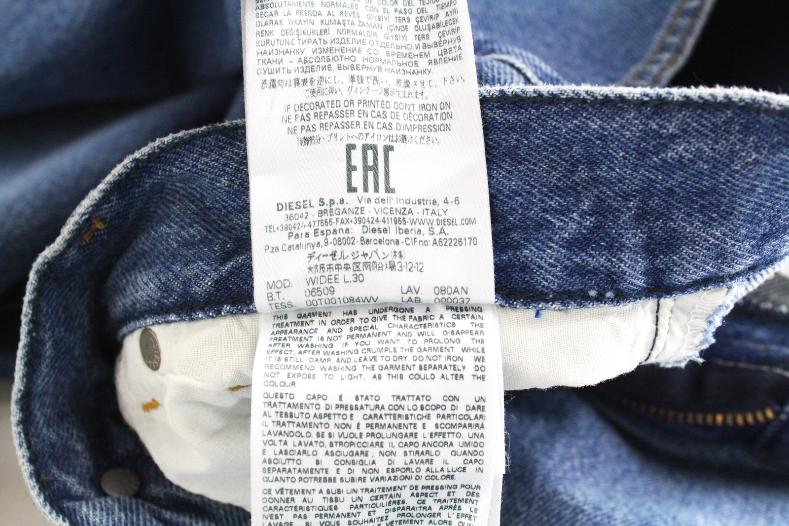 DIESEL Widee 080AN Women's Jeans W24/L30 Straight Fit Blue Cotton Girls