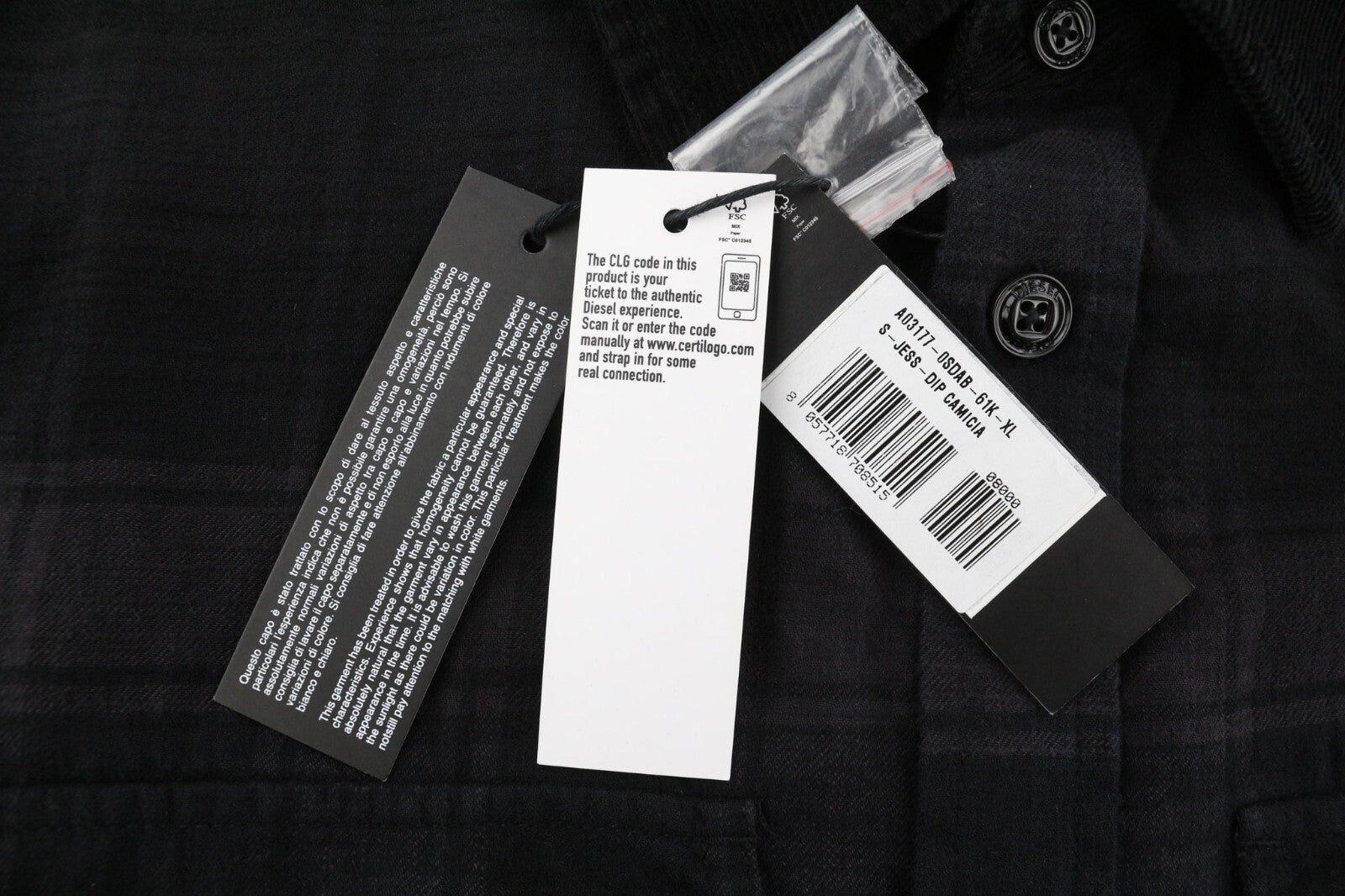 DIESEL S-Jess-Dip Mens Shirt XL RRP€150 Flannel Check Button Up Patch Pockets