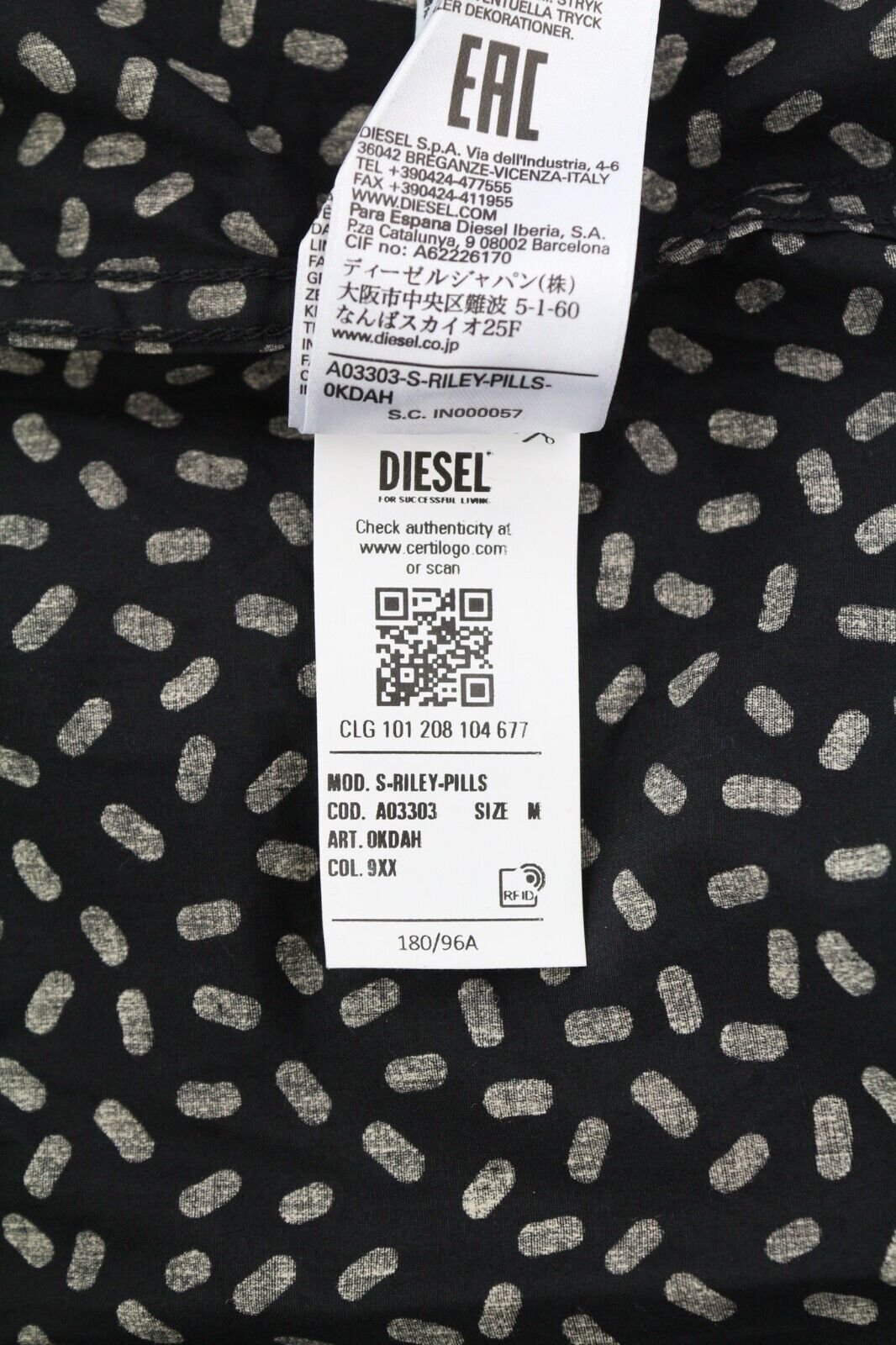 DIESEL S-Riley-Pills Mens Shirt M  Patterned Button Up Spread Neck RRP110