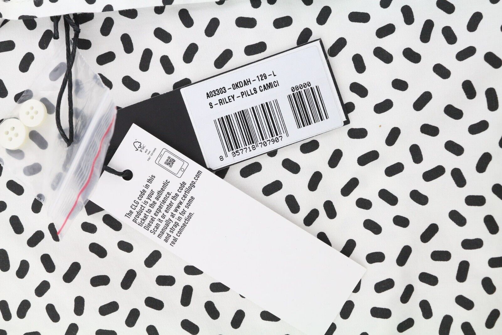 DIESEL S-Riley-Pills Mens Shirt L  Patterned Button Spread Collar RRP110