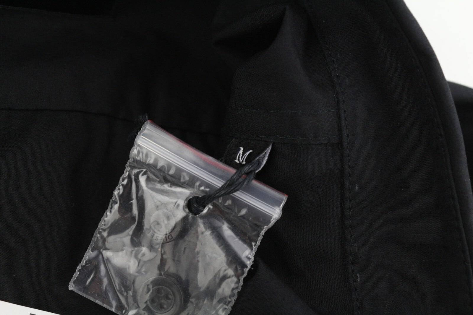 DIESEL S-Olsen Mens Shirt M  Black Hidden Button Up Patch Pocket Spread