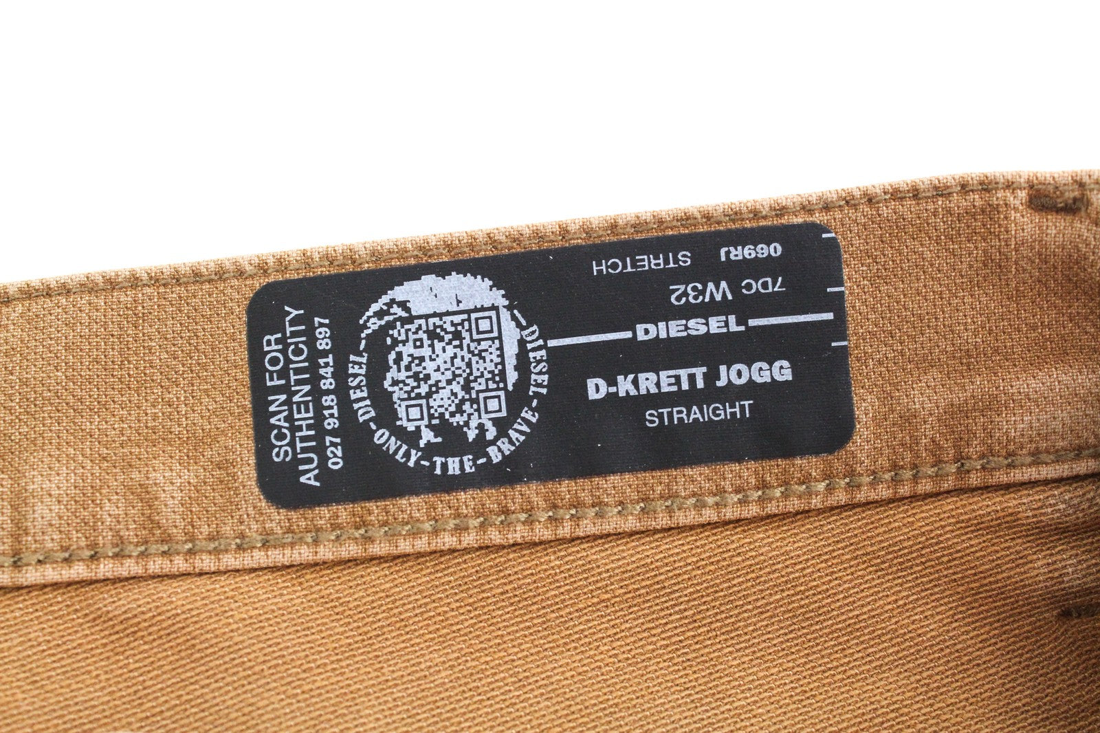DIESEL D-Krett 069RJ Men's Jeans W32 Jogg Straight Brown Cotton Stretch