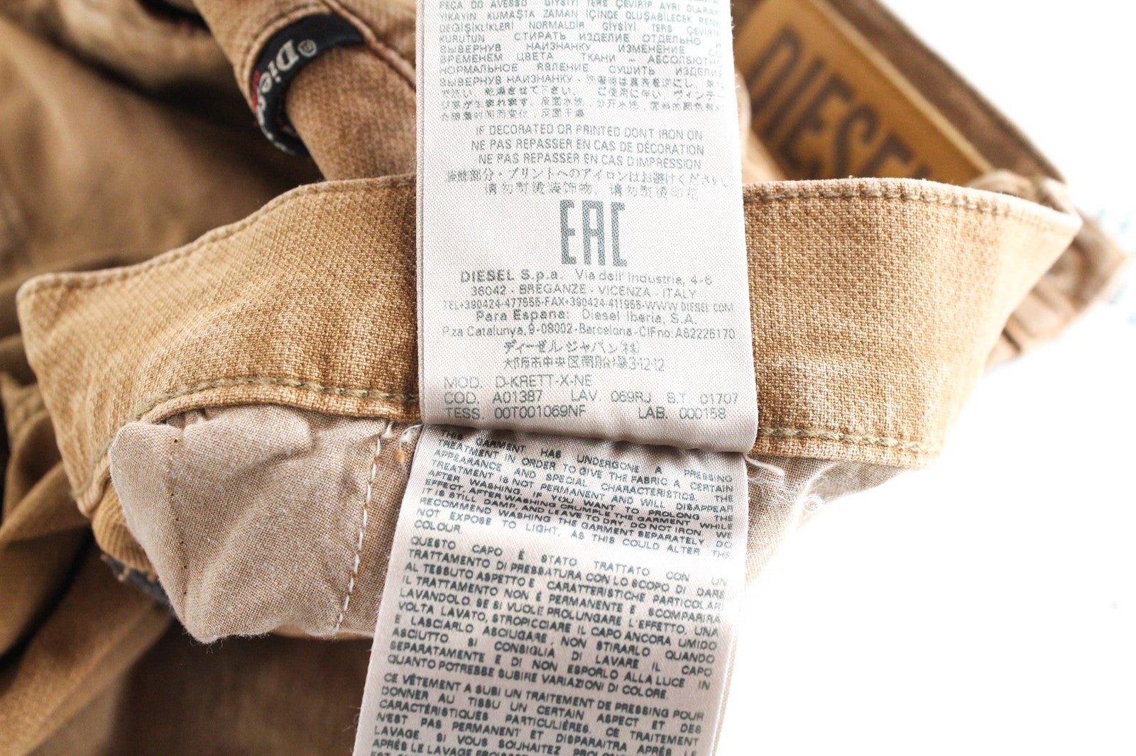 DIESEL D-Krett 069RJ Men's Jeans W32 Jogg Straight Brown Cotton Stretch