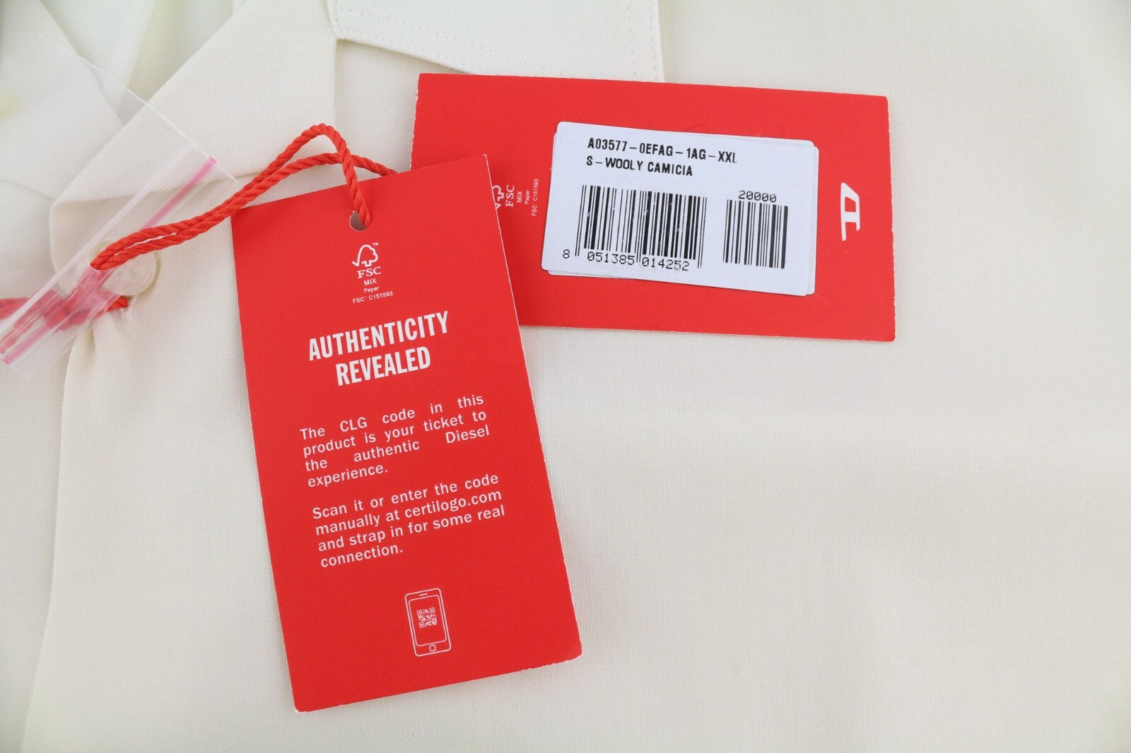 DIESEL S-Wooly Mens Shirt 2XL Wool  Button Up Pocket Notched Neck RRP€195