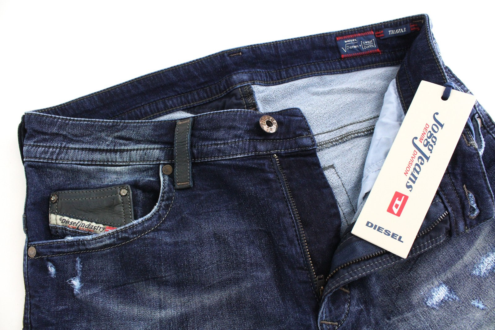 DIESEL Thavar-NE R060S Men's Jeans W28 Jogg Slim Blue Washed Cotton Stretch