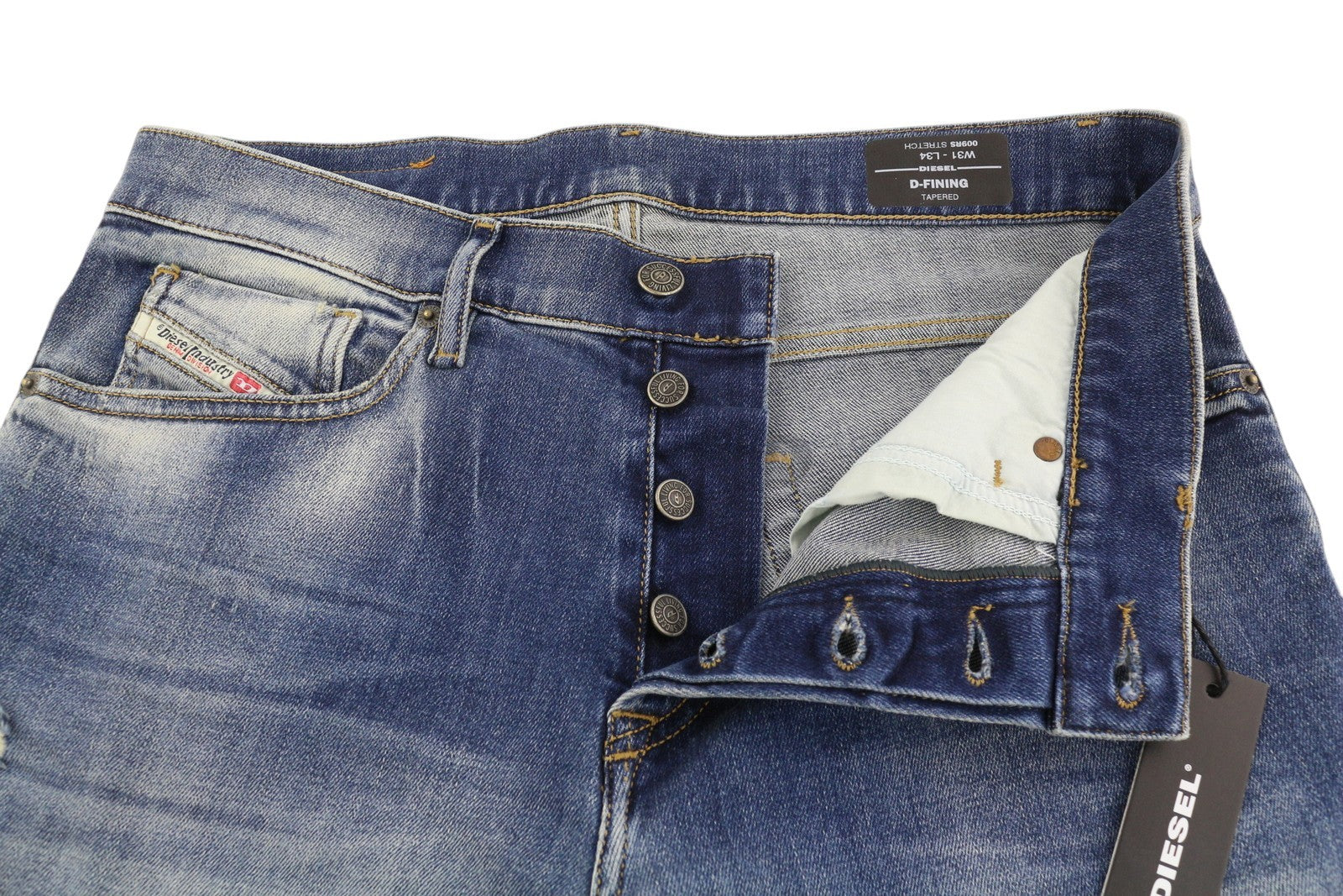 DIESEL D-Fining 009RS Mens Jeans W31/L34 Tapered Leg Stretch Washed Blue