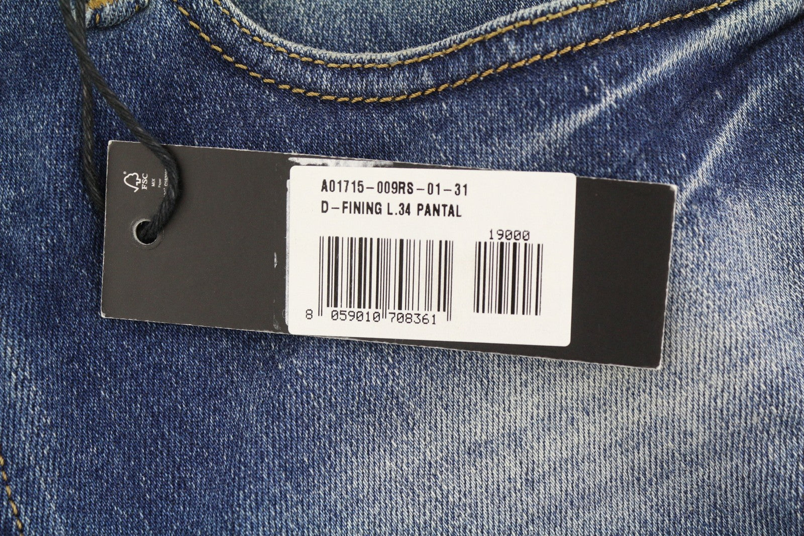 DIESEL D-Fining 009RS Mens Jeans W31/L34 Tapered Leg Stretch Washed Blue