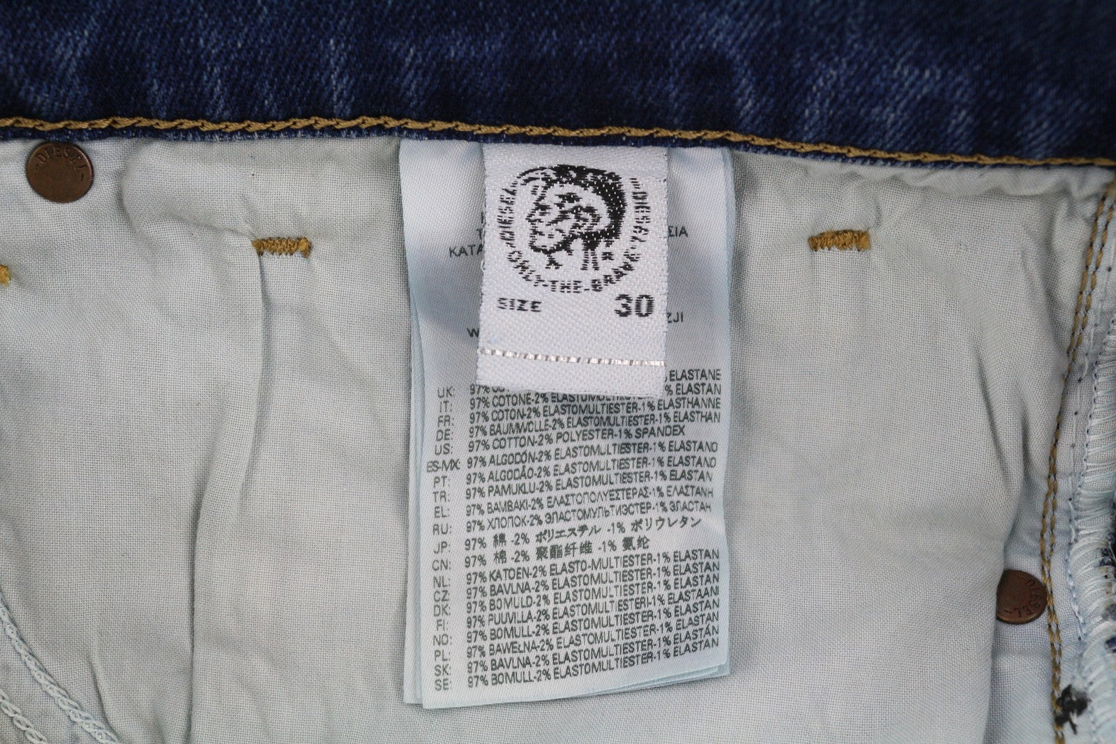 DIESEL D-Fining 009RS Mens Jeans W30/L30 Tapered Leg Stretch Washed Blue