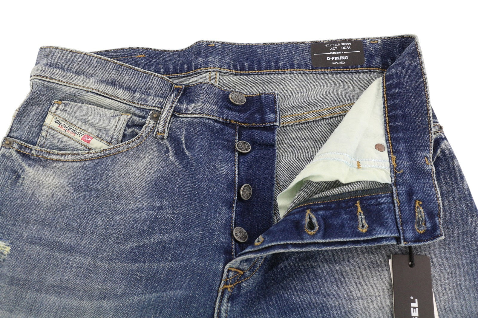 DIESEL D-Fining 009RS Mens Jeans W30/L32 Tapered Leg Stretch Washed Blue