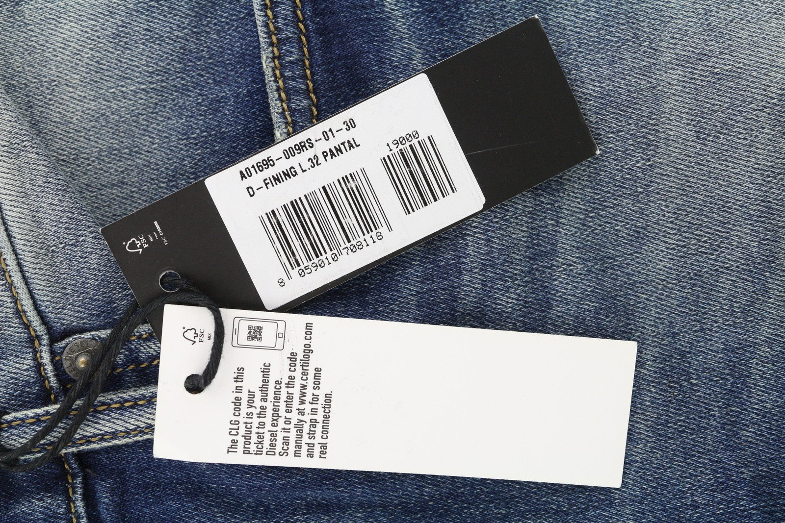 DIESEL D-Fining 009RS Mens Jeans W30/L32 Tapered Leg Stretch Washed Blue