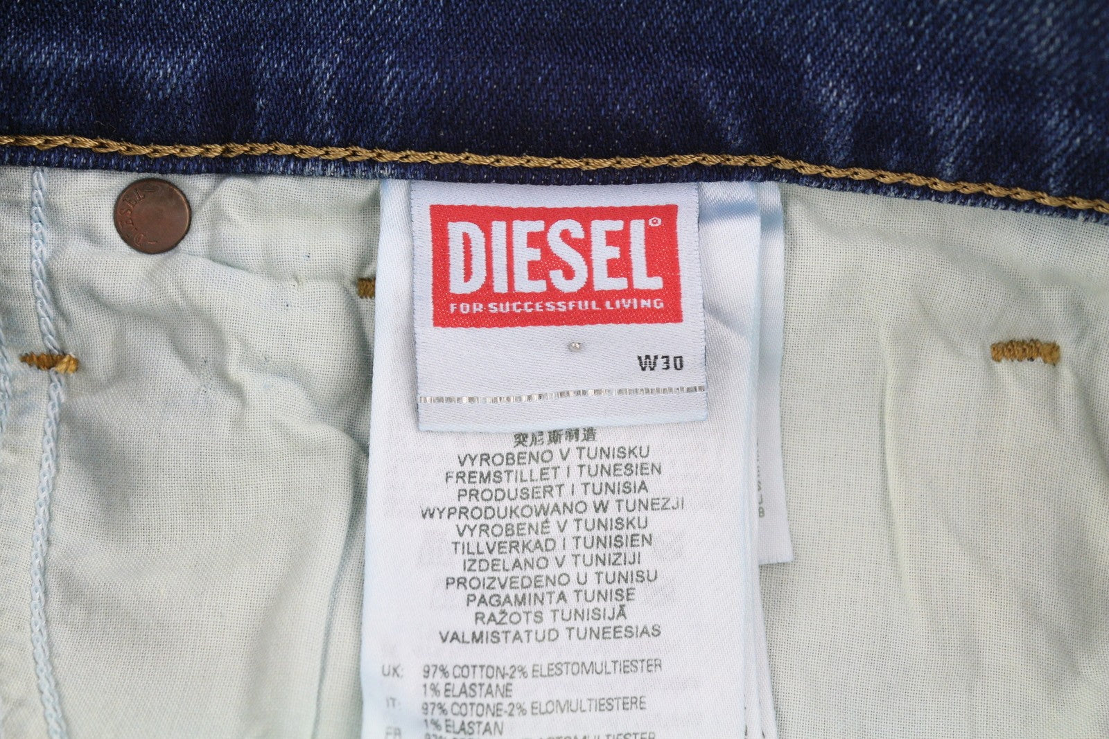 DIESEL D-Fining 009RS Mens Jeans W30/L32 Tapered Leg Stretch Washed Blue