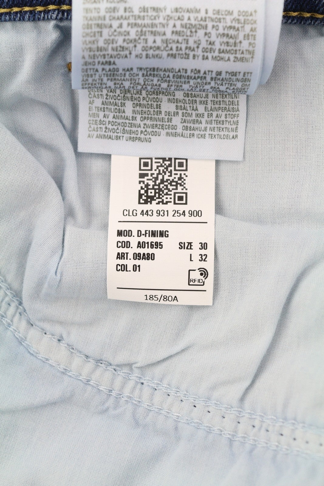 DIESEL D-Fining 09A80 Mens Jeans W30/L32 Tapered  Stretch Buttoned Washed