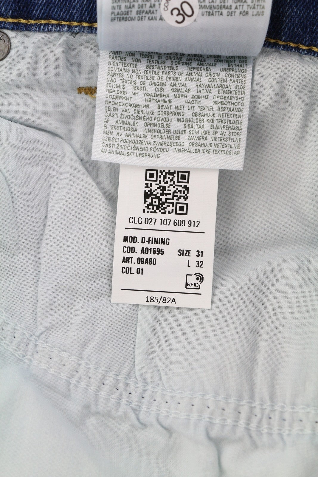 DIESEL D-Fining 09A80 Mens Jeans W31/L32 Tapered  Stretch Buttoned Washed