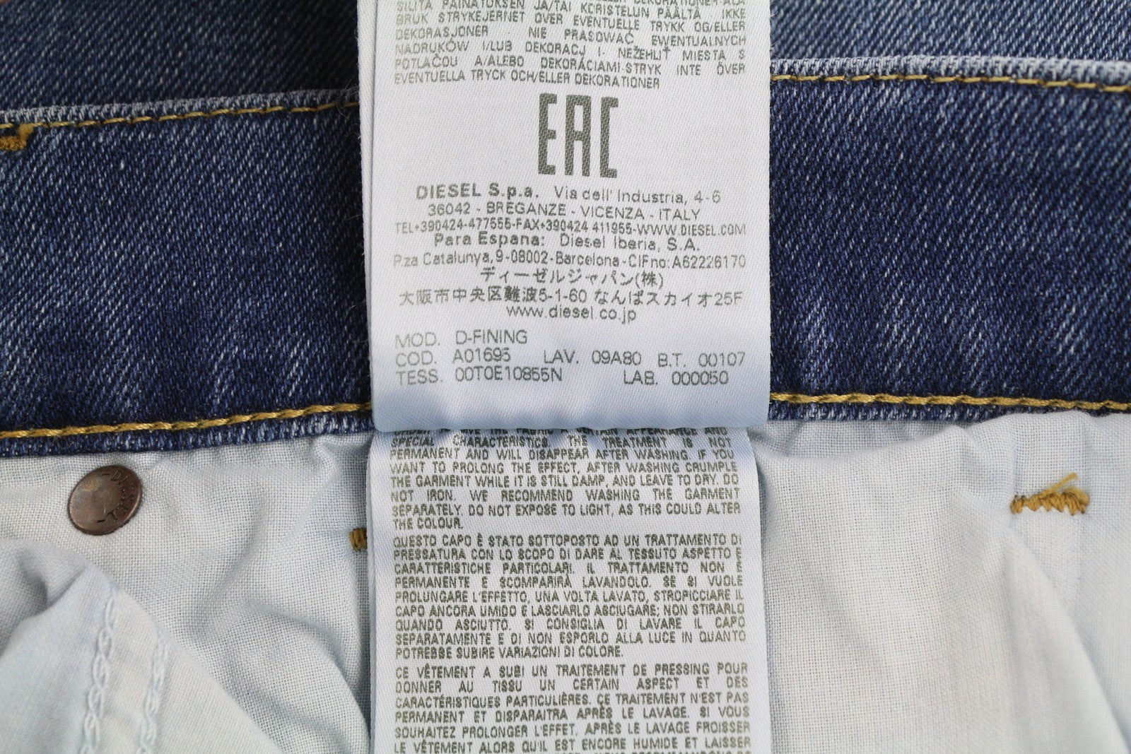 DIESEL D-Fining 09A80 Mens Jeans W31/L32 Tapered  Stretch Buttoned Washed