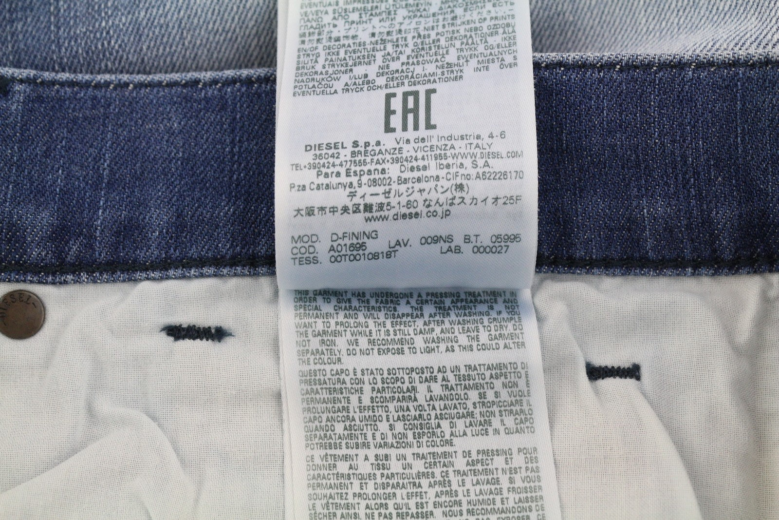 DIESEL D-Fining 009NS Mens Jeans W31/L32 Tapered  Stretch Buttoned Washed