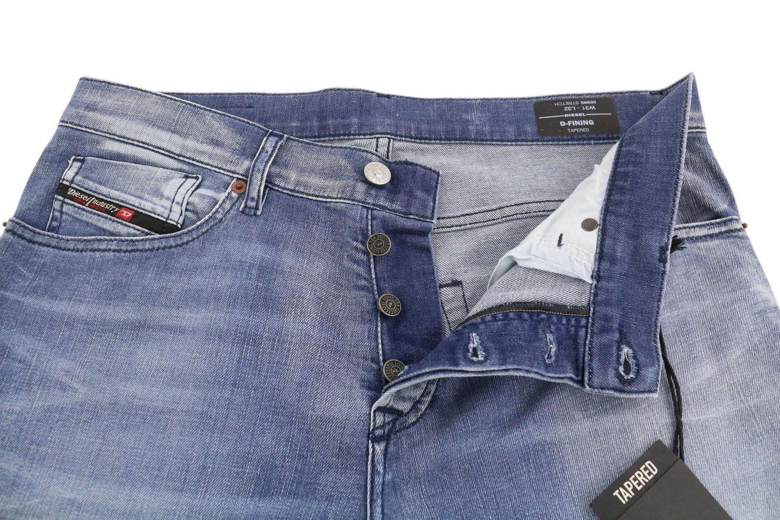 DIESEL D-Fining 009NS Mens Jeans W31/L32 Tapered  Stretch Buttoned Washed