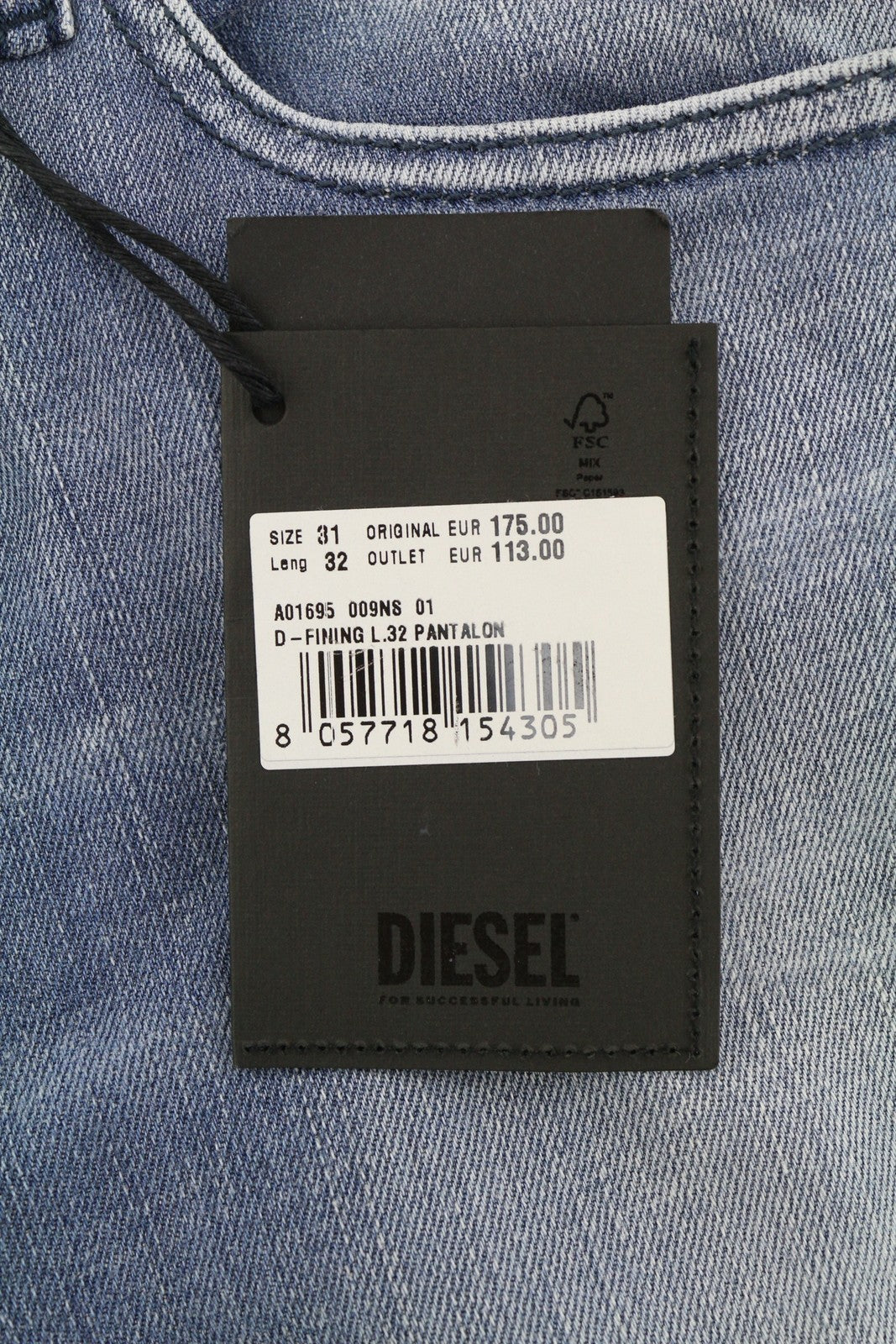 DIESEL D-Fining 009NS Mens Jeans W31/L32 Tapered  Stretch Buttoned Washed