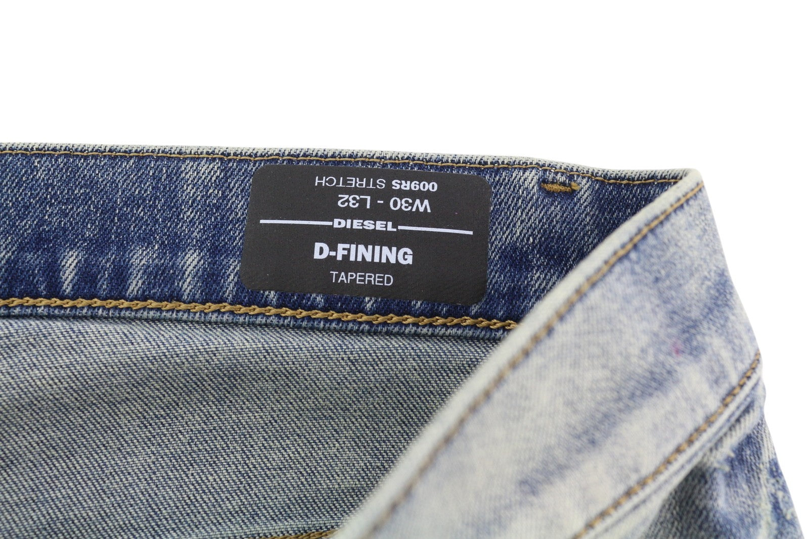 DIESEL D-Fining 009RS Men Jeans W30/L32 Tapered Leg Stretch Washed Logo Denim