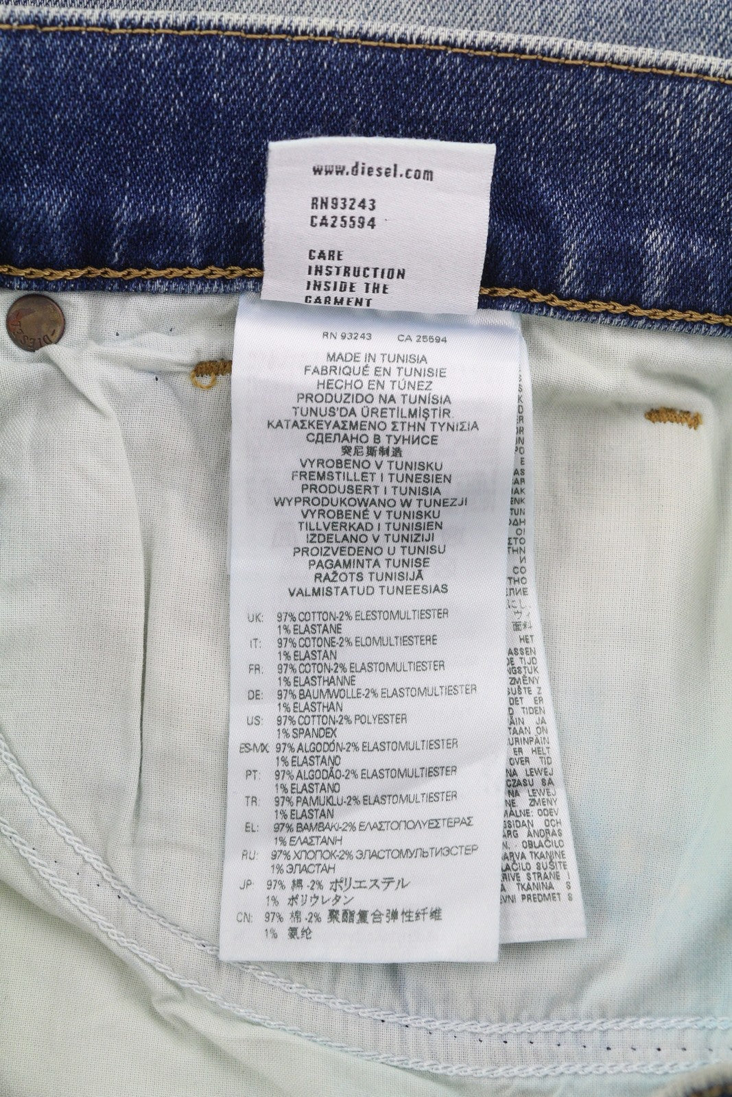 DIESEL D-Fining 009RS Men Jeans W30/L32 Tapered Leg Stretch Washed Logo Denim