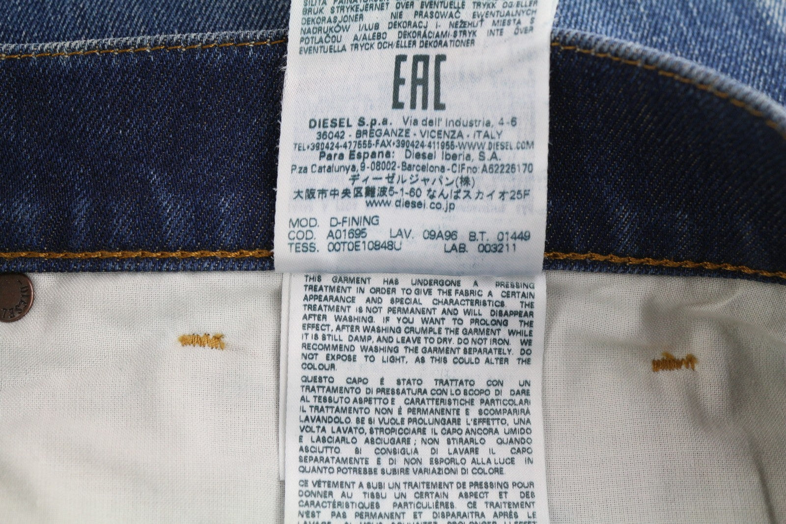 DIESEL D-Fining 09A96 Mens Jeans W32/L32 Tapered Leg Stretch Washed  RRP€295