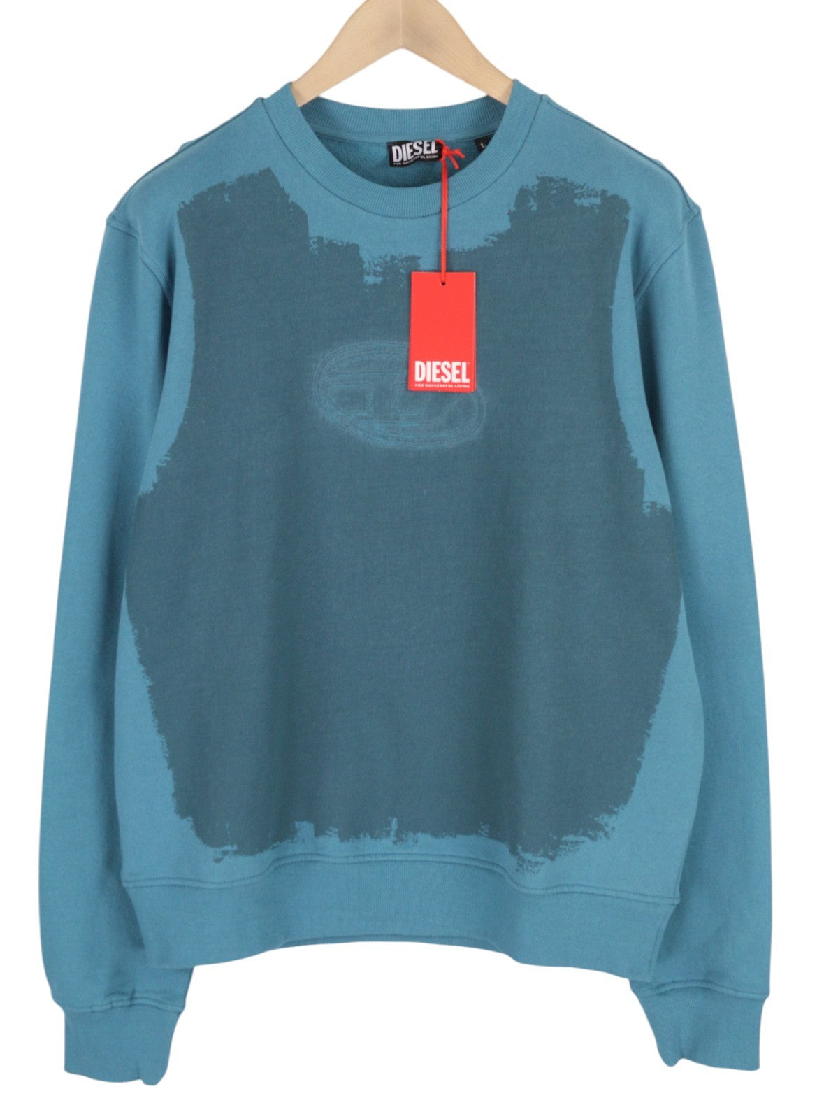 DIESEL S-Ginn-E7 Mens Sweatshirt L Mid Blue Pullover Long Sleeve Crew RRP€175