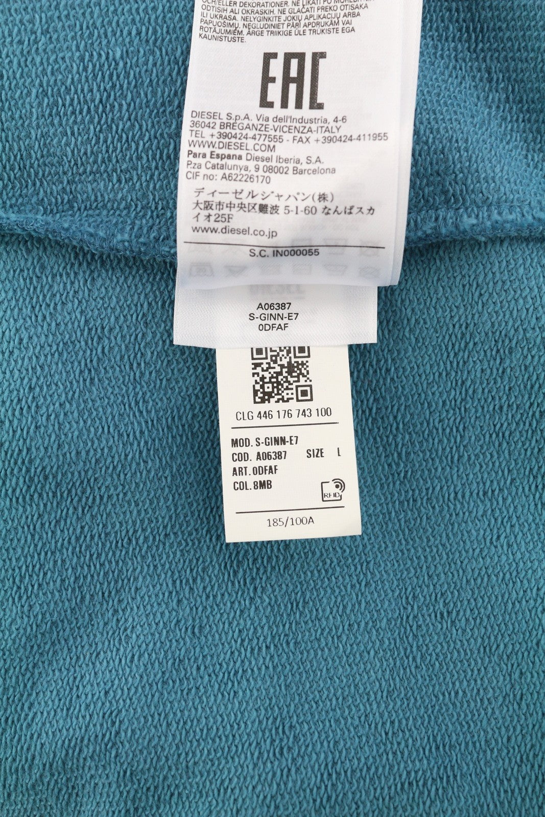 DIESEL S-Ginn-E7 Mens Sweatshirt L Mid Blue Pullover Long Sleeve Crew RRP€175