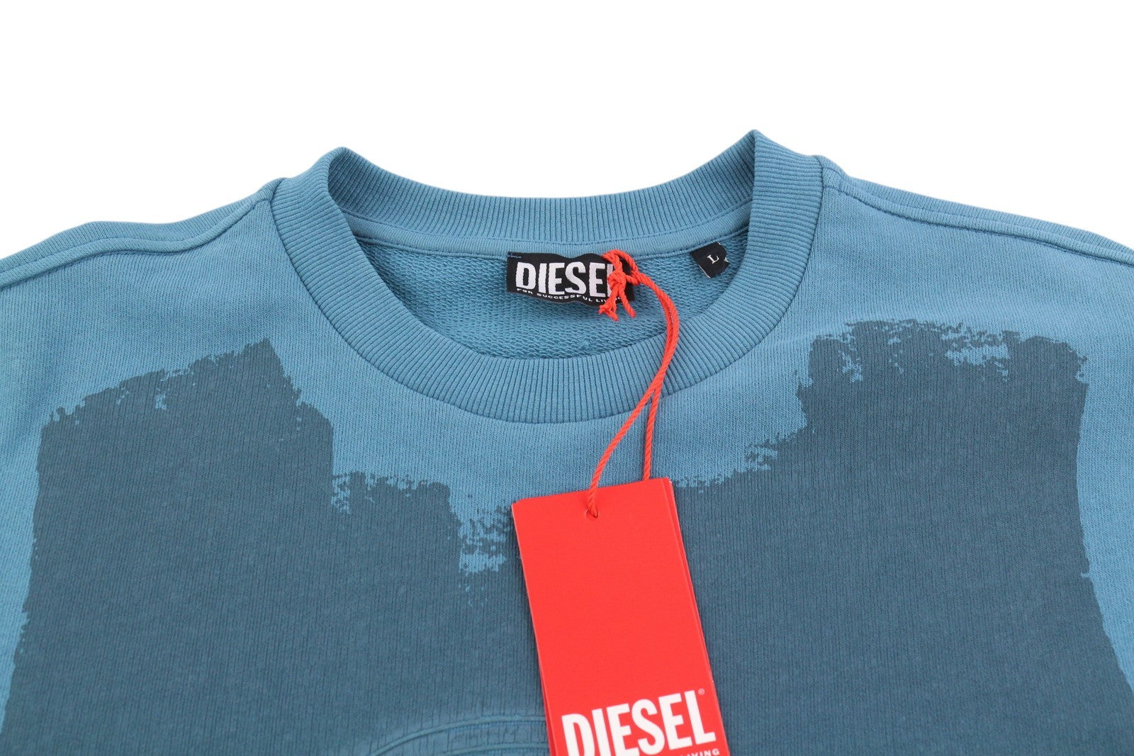 DIESEL S-Ginn-E7 Mens Sweatshirt L Mid Blue Pullover Long Sleeve Crew RRP€175