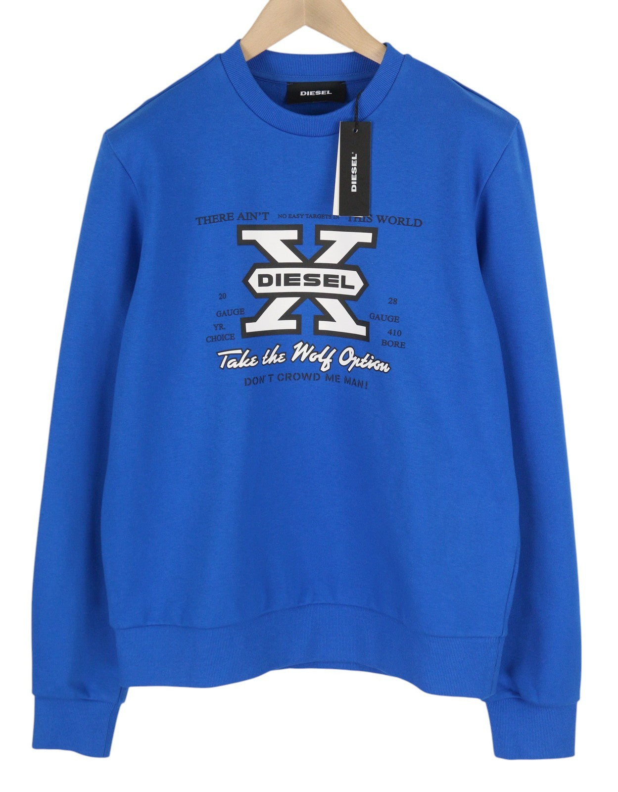 DIESEL S-Ginn-K25 Mens Sweatshirt L Blue Pullover Crew Collar Front  RRP€125