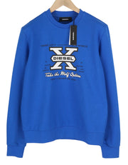 DIESEL S-Ginn-K25 Mens Sweatshirt L Blue Pullover Crew Collar Front  RRP€125