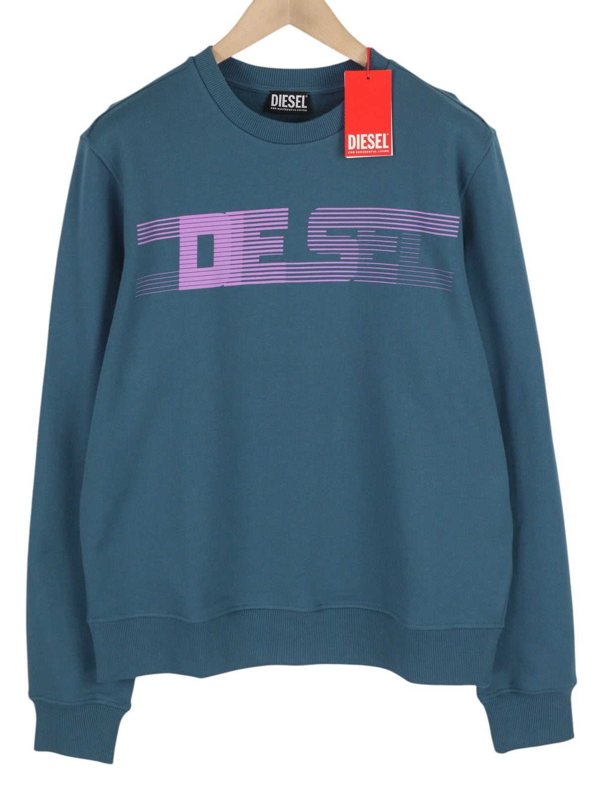 DIESEL S-Ginn-E3 Mens Sweatshirt L Mid Blue Crew Collar Pullover RRP€150