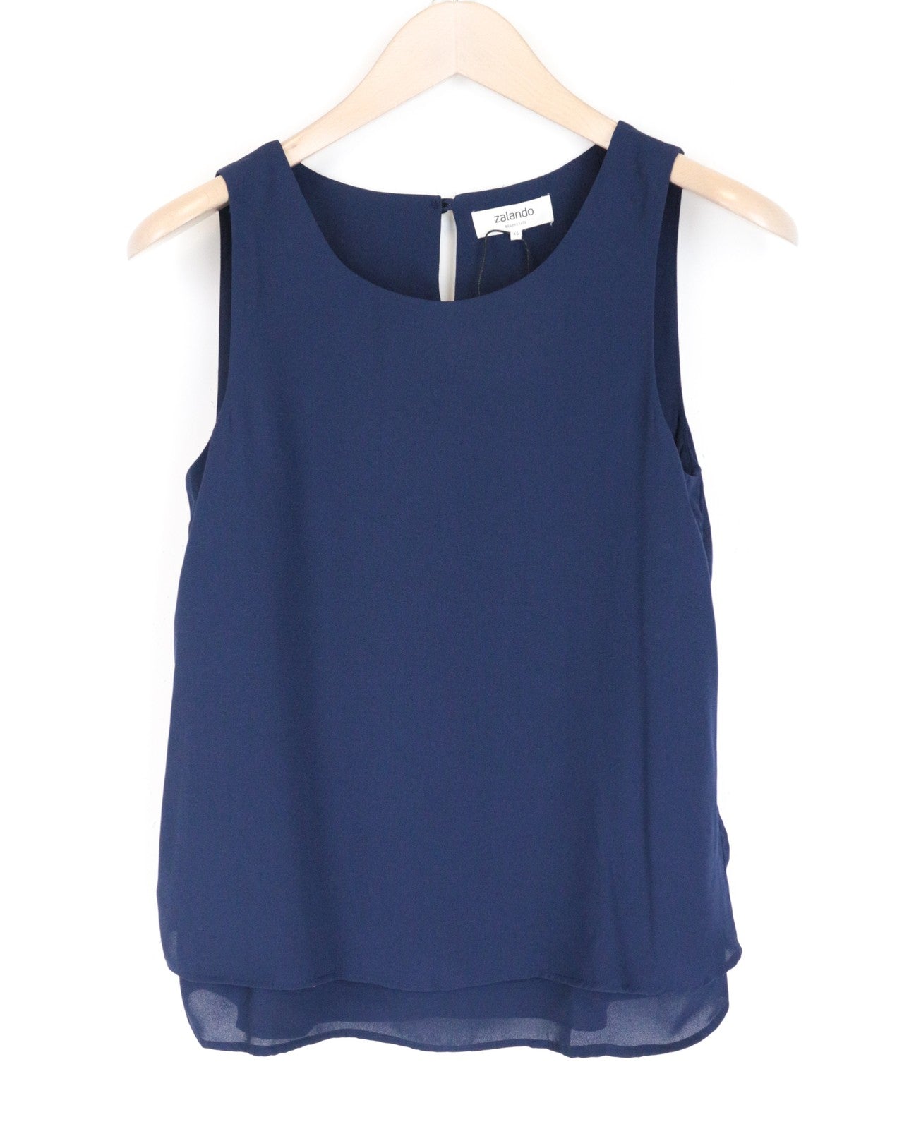 ZALANDO Women's Blouse XS Navy Sleeveless Round Neck Lightweight