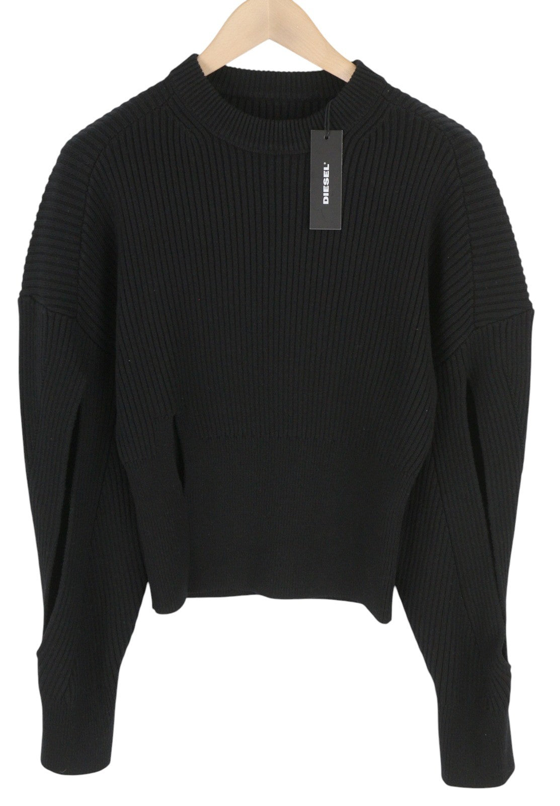 DIESEL M-Sylvania Womens Jumper S Black Wool  Knit Belted Cut-Out RRP€195