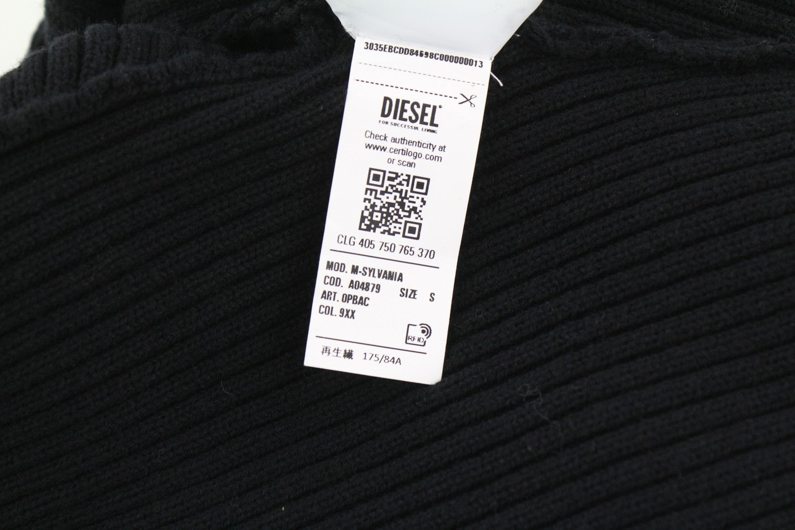 DIESEL M-Sylvania Womens Jumper S Black Wool  Knit Belted Cut-Out RRP€195