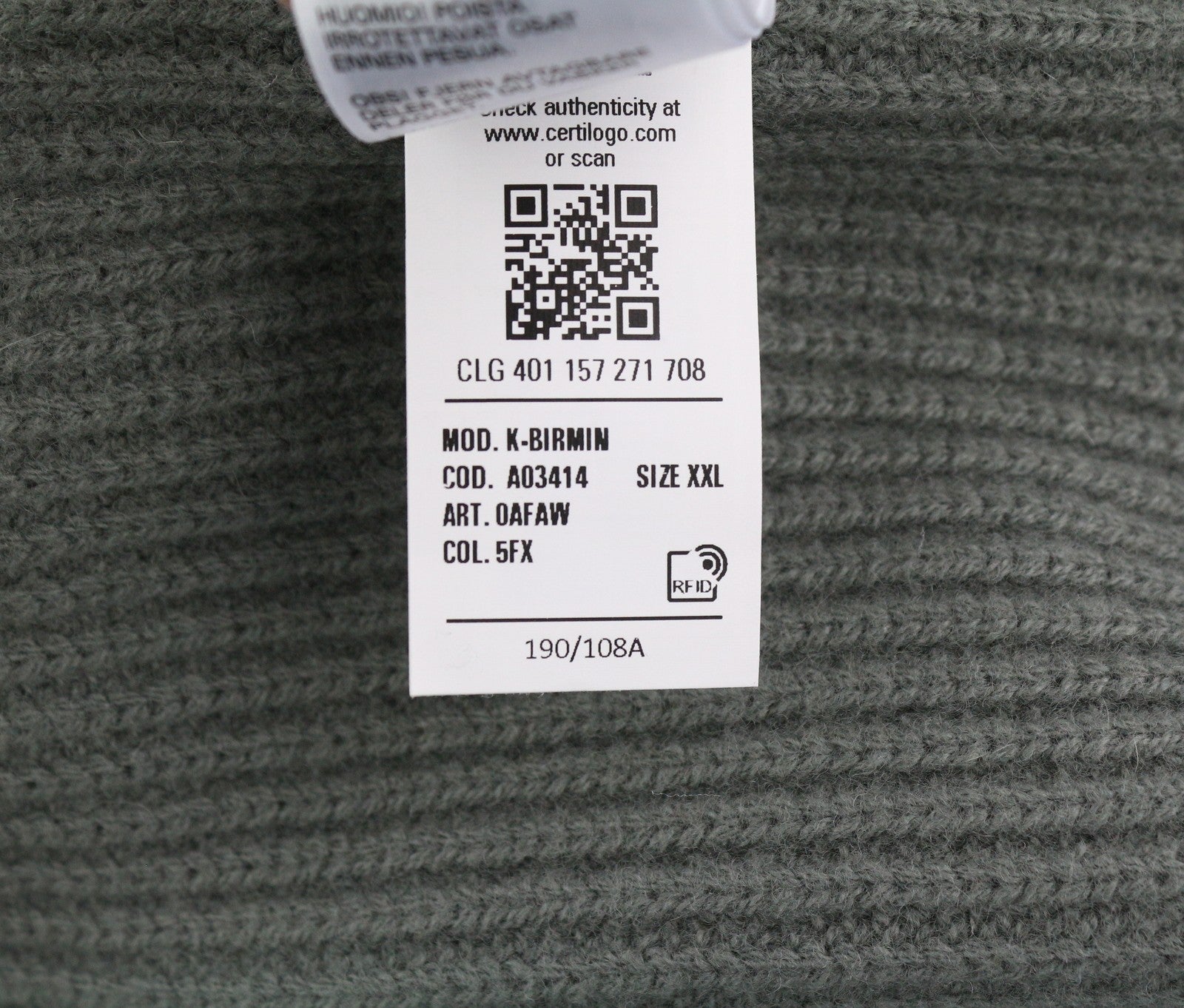 DIESEL K-Birmin Mens Jumper 2XL Khaki Pullover Crew Neck Knit Wool Stretch