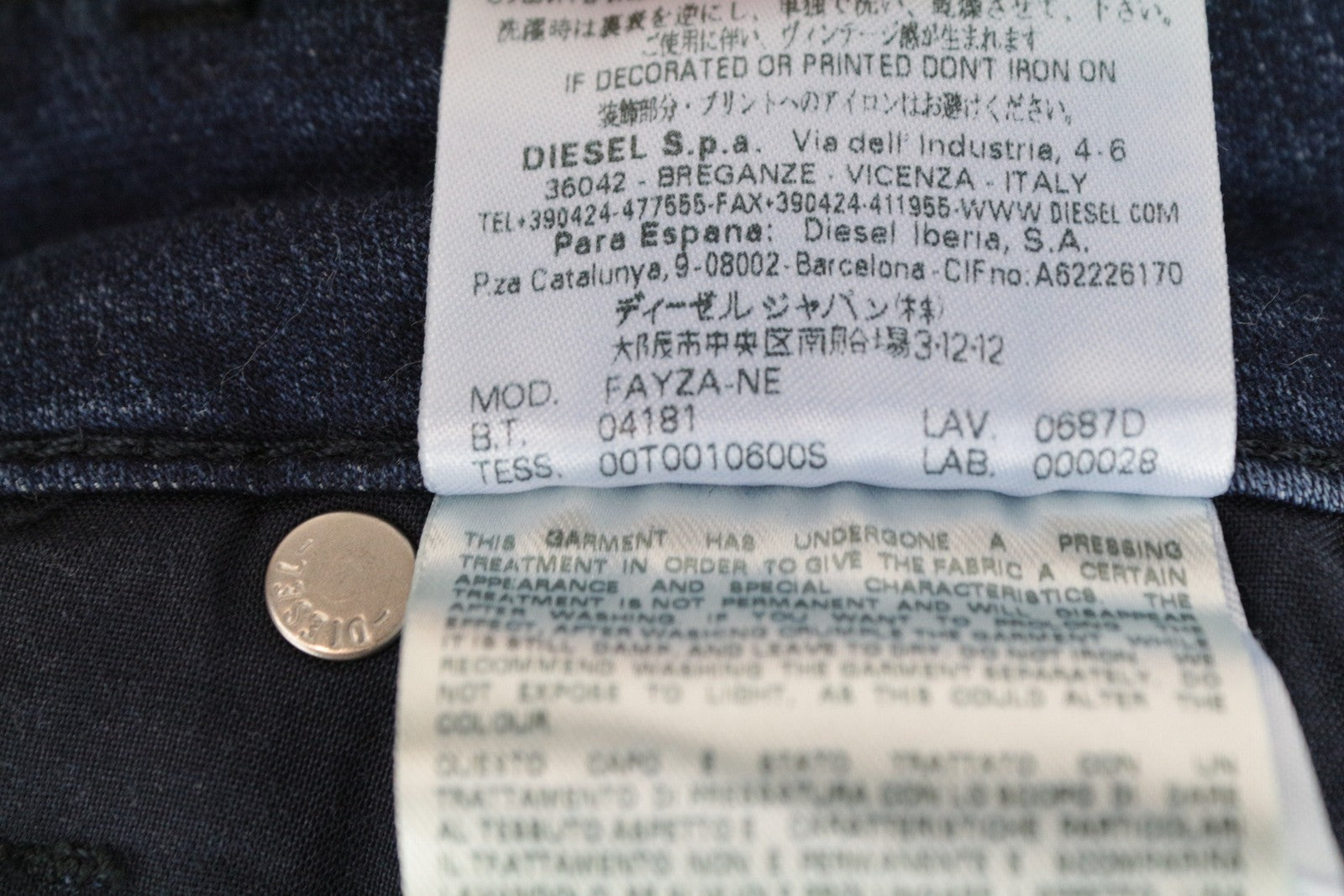 DIESEL Fayza-Ne 0687D Women's Jeans W25 Jogg Boyfriend Blue Cotton Stretch