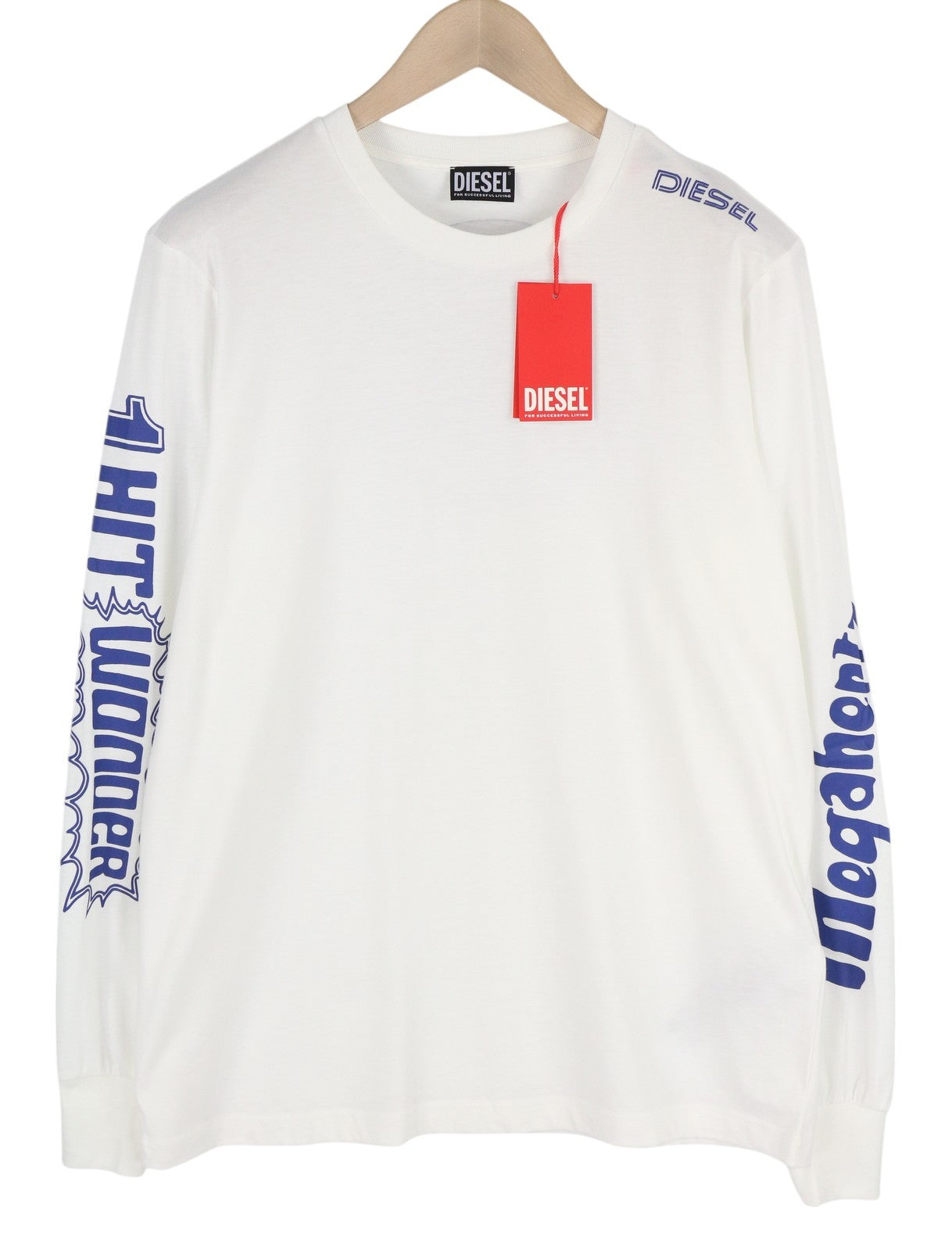 DIESEL T-Just-LS-E6 Mens T-Shirt M White Long Sleeve Crew Collar  Tricot